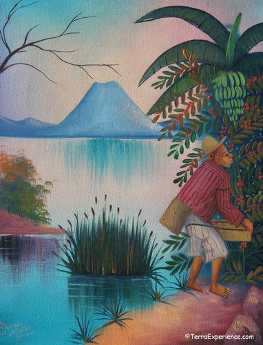 Antonio Vasquez Yojcom Oil Painting - Coffee Harvest on Lake Atitlan  (P-M-AVY-022)  9