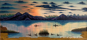 Carlos Gonzales Lake Atitlan Oil Painting, Evening Sky -  (P-M-GC-20B) 15"x7"