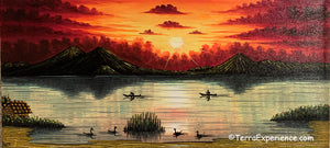 Carlos Gonzales Lake Atitlan Oil Painting, Sunset -  (P-M-GC-20C) 15"x7"