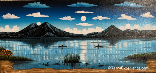 Carlos Gonzales Lake Atitlan Oil Painting,  Moolight Sky -  (P-M-GC-20D) 15