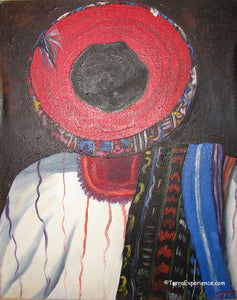 Unsigned Oil Painting - Mayan Woman from Santiago Atitlan - Espalda View  (P-M-UNK-ST-001)  9"x11"