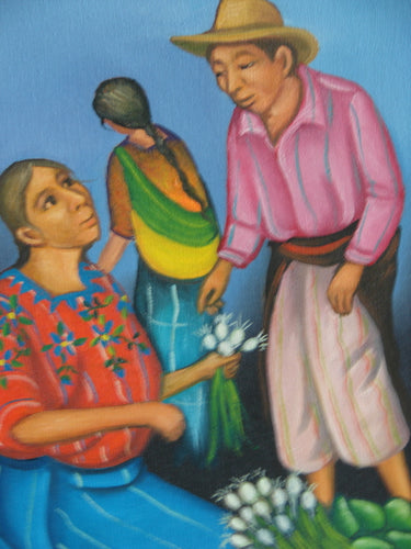 Batzin Oil Painting - Mayan Onion Market  (P-M-EB-018)  9
