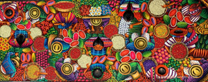 Angelina Quic Large Oil Painting - Mayan Market Overhead  (P-L-AQ-20S-D) 20"x50" (LARGE)