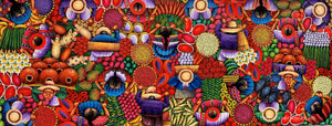 Angelina Quic Large Oil Painting - Mayan Market Overhead  (P-L-AQ-20T-C) 20"x50" (LARGE)