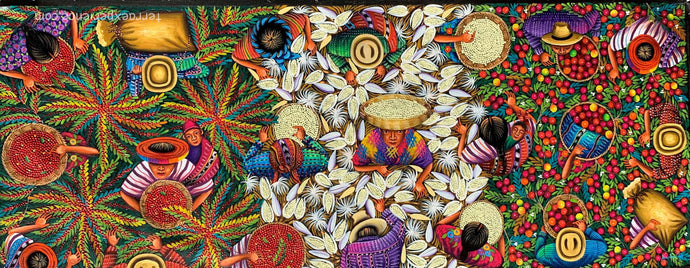 Angelina Quic Large Oil Painting - Mayan Harvest Overhead  (P-L-AQ-20U-B ) 20