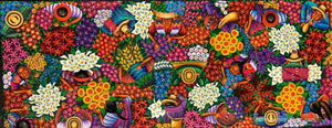 Angelina Quic Large Oil Painting - Mayan Flower Market Overhead  (P-L-AQ-20W) 20"x50" (LARGE)