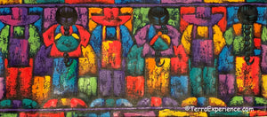 Domingo Quic Large Oil Painting - Mayan Families, Back (Espalda) View (P-L-DC-20A) 12" x 26"