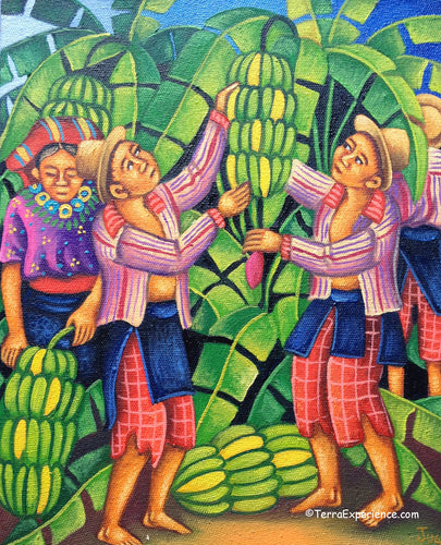 Juan Perez Oil Painting - Mayan Banana Harvest in Todos Santos  (P-M-JP-19B) 9