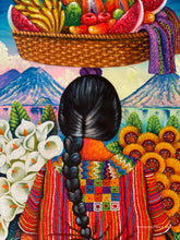 Domingo Coche Mendoza Large Oil Painting - Mayan Woman with Basket - Espalda (Back) View  (P-L-DoCM-20A) 24 x 32