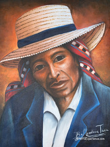 Benjamin Mendoza Taca Oil Painting - Man with Hat -  (P-L-BMT-016) 9" x 11"