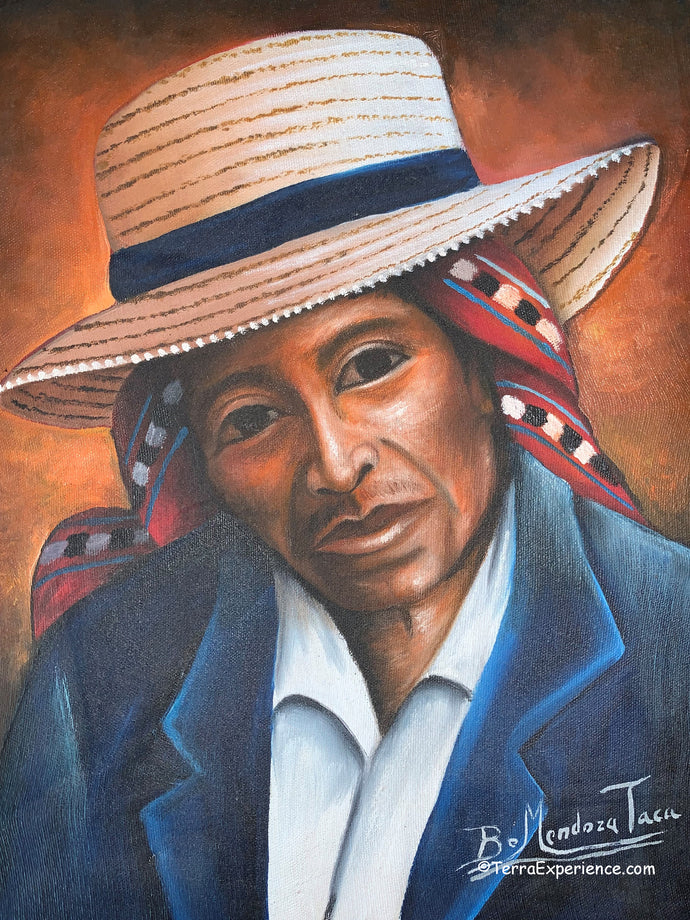 Benjamin Mendoza Taca Oil Painting - Man with Hat -  (P-L-BMT-016) 9