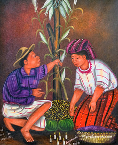 Jose Antonio Pur Gonzalez Oil Painting - Ceremony of the Maize (P-M-JAPG-014)  9"x11"