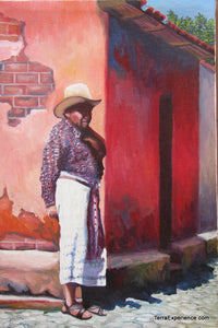 Juan Tiney Large Oil Painting - Mayan Man -  (P-L-JT-001) 12" x 18"