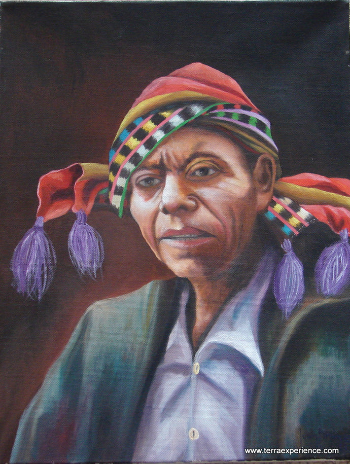 Juan Tiney Large Oil Painting - Man from Santiago Atitlan -  (P-L-JT-003) 12