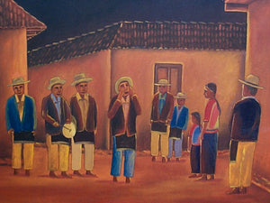 Omar Bal Large Oil Painting - Serenading the Novia (P-L-OB-005)  16" x 22"
