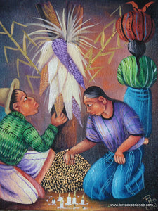 Pito Cortez Oil Painting - Ceremony of the Maize (P-M-PC-001)  9"x11"