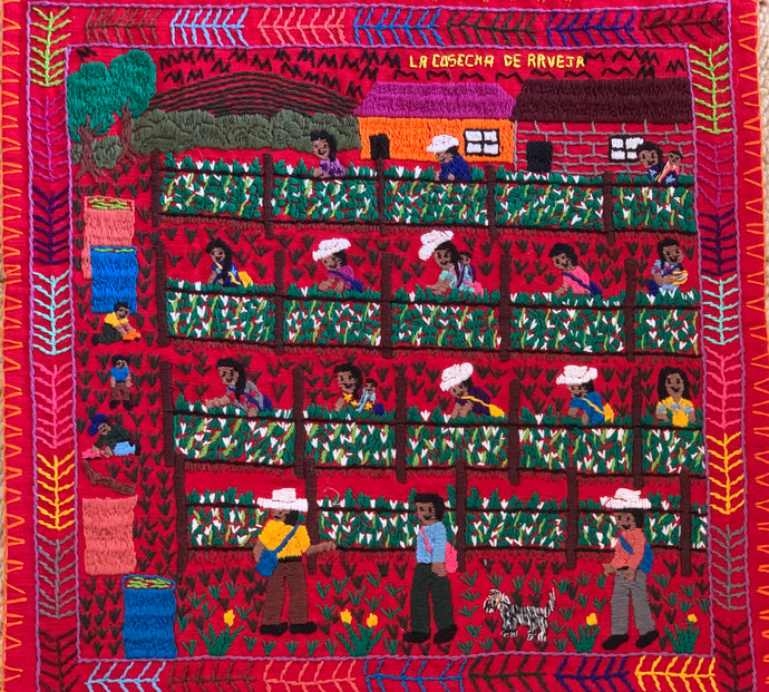 Mayan Embroidered Folk Art Tapestry __-R02:  