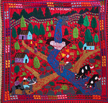 Mayan Embroidered Folk Art Tapestry __-R08:  "Las Cascadas" (The Waterfalls) - Isabel Quino QuinoRosario Paralal