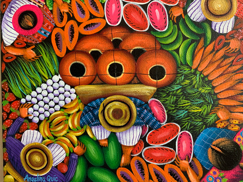 Angelina Quic Oil Painting - Mayan Fruit and Flower Market  (P-M-AQ9-20N) 9